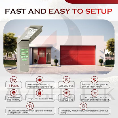1X 940EV-P2 940ESTD Universal Chamberlain LiftMaster Craftsman Wireless Garage Door Keypad, Security+2.0 MyQ【3-Year-Warranty】