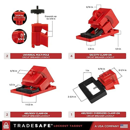 TRADESAFE Lockout Tagout Cabinet - 75 Pieces Loto Devices, Loto Locks, Lockout Hasp, Lock Out Tags, Circuit Breaker Lock, Cable Lock, Plug Lock, Lockout Tagout Station with Movable Shelf Partitions