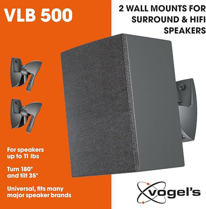 Vogel's VLB 500 Universal Speaker Wall Bracket Set Swivel and tilt Pre-Assembled Max. 11 lbs (5 kg) Environmental Friendly Packaging Black 2 Brackets