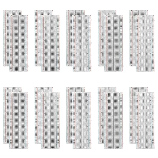 20 Pack Breadboard 830 Point Solderless Prototype PCB Board Kit, Breadboards Protoboard MB-102 for Proto Shield Distribution Connecting Blocks, Arduino DIY Electronics Kit