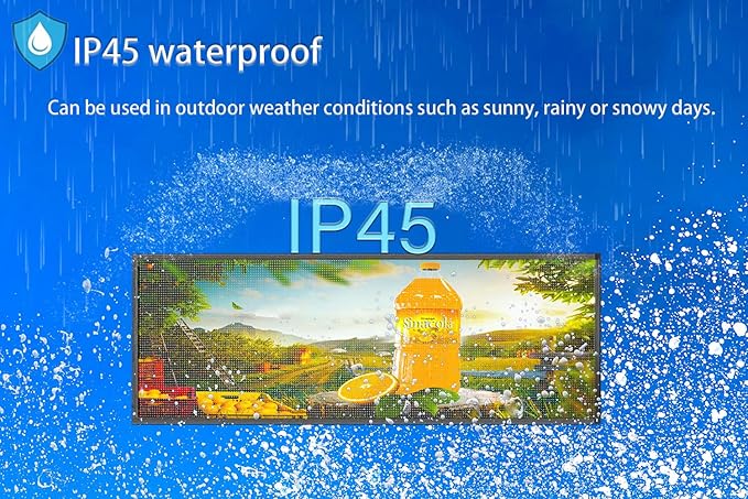 P5 Outdoor IP65 Waterproof 39"x14" Programmable LED Sign Board - WiFi Full Color High-Res Scrolling Display, USB Control, Custom Images & Video for Business