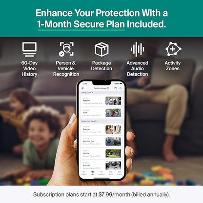 Arlo Essential Pan Tilt Security Camera 2K - Wired Plug-in Power Outdoor Camera, Person Recognition, Package Detection, Animated Preview, 1-Month Trial of Secure Plan, Auto Motion Tracking, 1 Cam