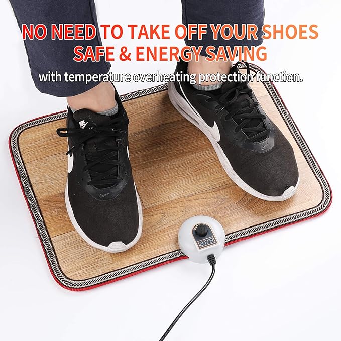 Electric Heated Floor Mats - AC 110V Foot Heater, Heated Foot Warmer Mat Under Desk for Office and Home