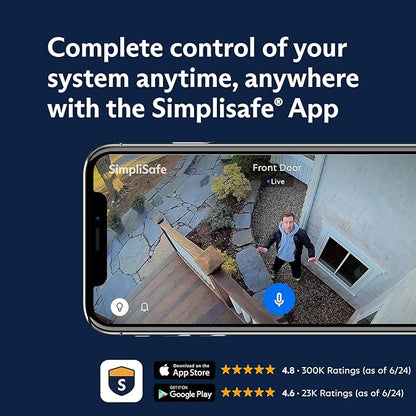 SimpliSafe 6 Piece Wireless Home Security System with Outdoor Camera - Optional 24/7 Professional Monitoring - No Contract - Compatible with Alexa and Google Assistant