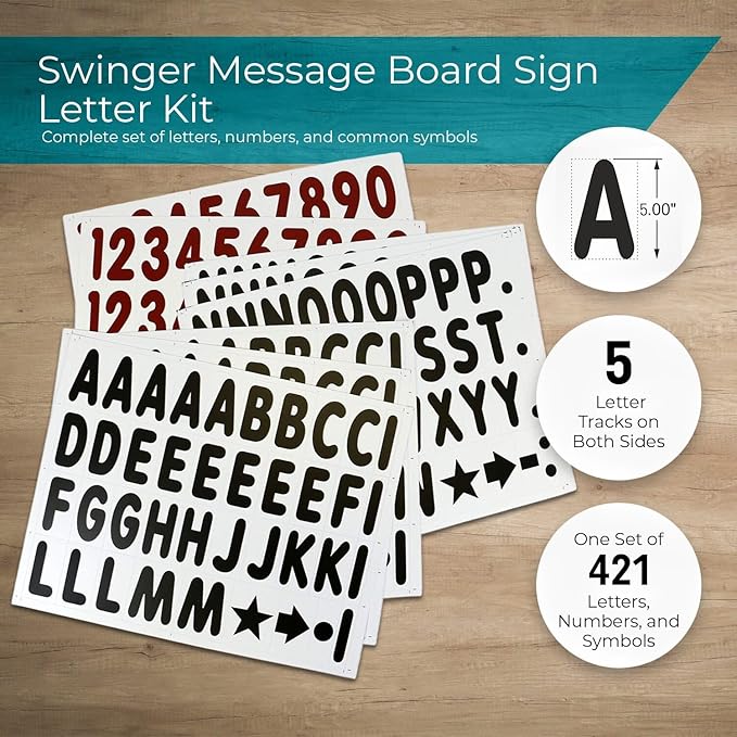 SmartSign 36"x48" Changeable Message Board Sidewalk Sign, Standard Portable Swinger Sign & Letter Kit for Outdoor, Business, Large Black Standing Frame with Wheels, USA-Made