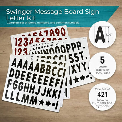 SmartSign 36"x48" Changeable Message Board Sidewalk Sign, Standard Portable Swinger Sign & Letter Kit for Outdoor, Business, Large Black Standing Frame with Wheels, USA-Made
