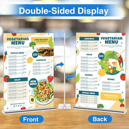 20 Pack Acrylic Sign Holder 4 x 6 Clear Display Table Signs Stand, Double Sided T Shape Flyer Holder Plastic for Picture Paper Frame Holder Home Office Menu Retail Show Fair