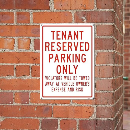 Brimar Tenant Reserved Parking Only Sign 10"x14" - Weatherproof Rust Free Aluminum Warning Sign for Private Property, Parking Lots, Driveways, Yards & Businesses"