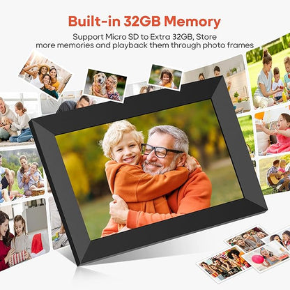 BIGASUO Digital Picture Frame, 10.1" Frameo Digital Frame WiFi with 32GB Memory, 1280x800 IPS Touch Screen, Send Photos/Videos from Your Phone Anywhere, Photo Gifts for Parents and Grandparents 4 Pack