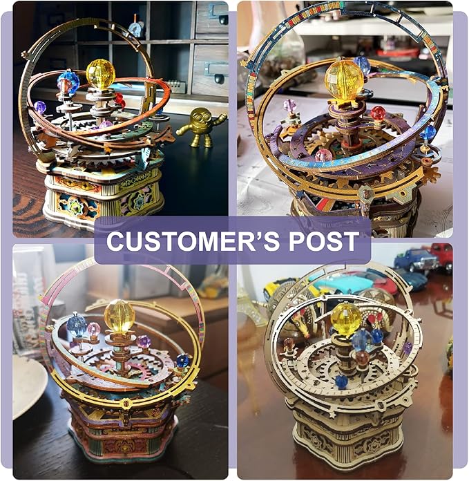 RoWood Music Box 3D Puzzles for Adults, DIY Wooden Mechanical Building Model Kits, Gift for Adult on Birthday/Christmas - Starry Night