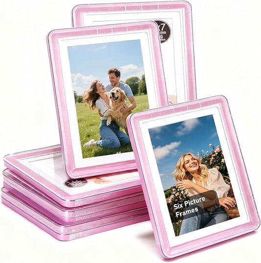 5x7 Picture Frame, Clear Acrylic Photo Frame with White Mat for 4x6 Photos, One-Piece Shatterproof Tool-Free Design, UV-Resistant Waterproof Tabletop Frame for Home Office Decor with 10-Year Warranty