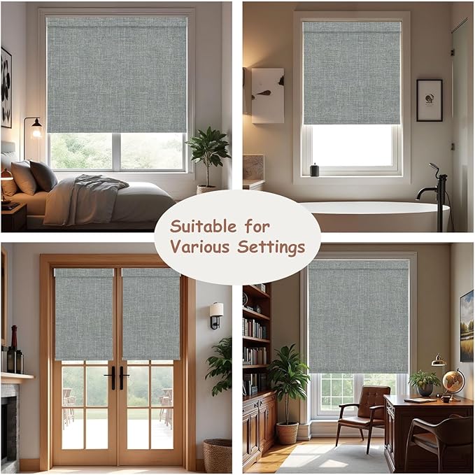 Motorized Roller Blinds with Remote, 100% Blackout Automatic Roller Shades for Bedroom, Bathroom, and Living Room, Customized Size, Nightfall Gray