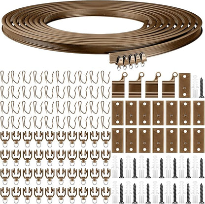 Jetec Curtain Tracks Ceiling Flexible Curtain Track Bendable Rail Curved Wall Mounted for Living Room Bedroom Divider Rod RV(5 Meter/ 16.4 Feet,Brown)