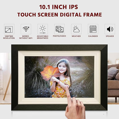 10.1” Frameo WiFi Smart Digital Photo Frame, 32GB with HD IPS Touchscreen, Auto-Rotate, Easy Photo & Video Sharing via Frameo App, Wall Mountable Electronic Gift for Family & Grandparents