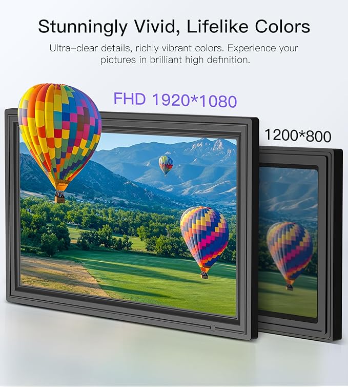 64GB Uhale 15.6" Digital Picture Frame, Large WiFi Electronic Photo Frames 1920 x 1080 IPS FHD Touch Screen, Share Photos and Videos Anywhere, Support SD/USB, Best Gifts for Parents and Grandparents