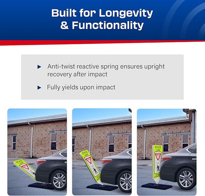 Impact Recovery - In-Street Pedestrian Crossing Signs - Street Sign - Road Safety Yield Sign with Portable Base