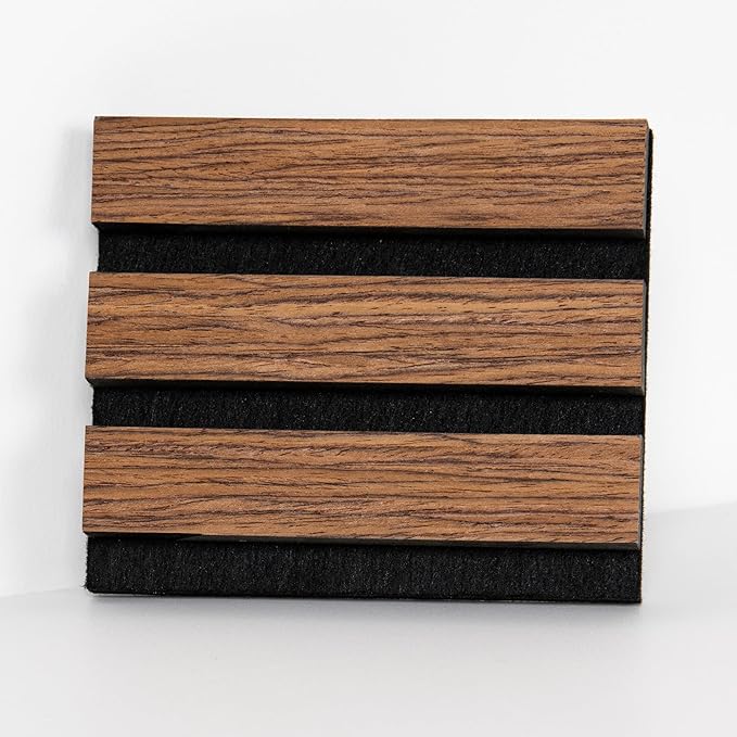 Sample Wood Salt Acoustic Wall Panels, Soundproof Wooden Wall Panels, 3D Fluted Sound Absorbing Panel, Red Oak, Sample Pack