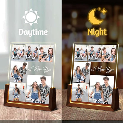 Personalized Couple Birthday Gifts For Boyfriend Girlfriend Him Her, Custom Light Up Picture Frame Night Light Acrylic Plaque, I Love You Anniversary Christmas Gifts For Women Men Husband Wife