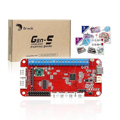 Brook Gaming Gen5W Fighting Board – Wireless Compatible Controller Board for P5, PC & Steam Deck | Ultra-Low Latency | Turbo, Macro & RGB Customization (Exclusive Version) (Gen5W)