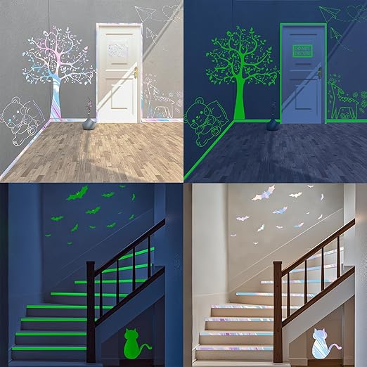 Glow in The Dark Tape - 33 FT X 0.5 Inch, Fluorescent, Waterproof, Luminous Reflective Tape for Stairs, Walls, Steps, Exit Signs, Theatres, Staged & Dark Areas
