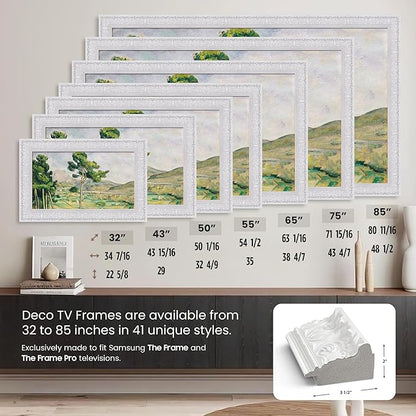 Tuscan Gloss White 75" Premiere Deco TV Frame - Compatible ONLY with Samsung The Frame TV and Pro TVs (Fits 2021-2025, LS03A, LS03B,LS03C,LS03D,LS03FA,LS03FW)