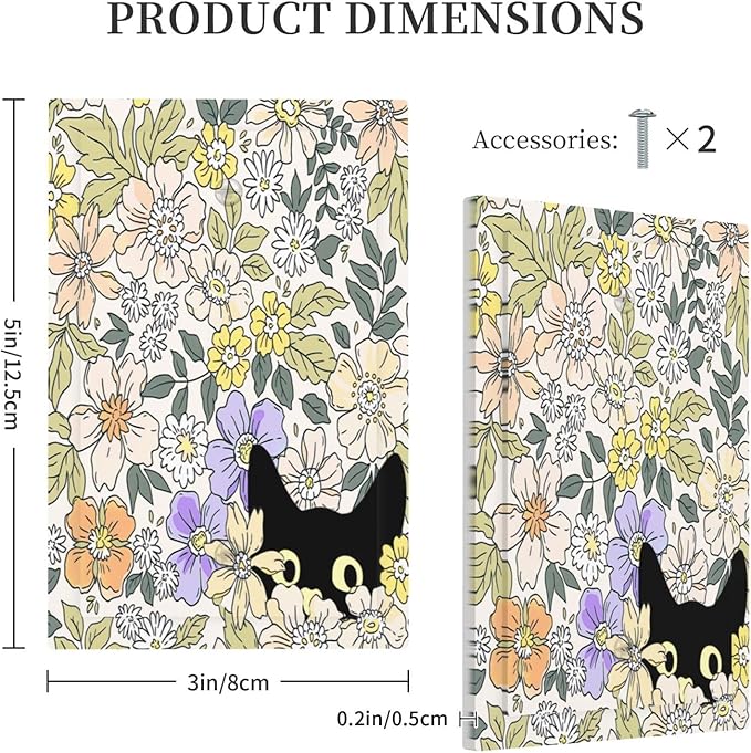 Decorative Light Switch Plate Covers Cute Black Cat in a Flower Patch Botanical Garden 1 Gang No Device Single Blank Outlet Covers Wall Plate Light Switch Covers for Bedroom Home Decor