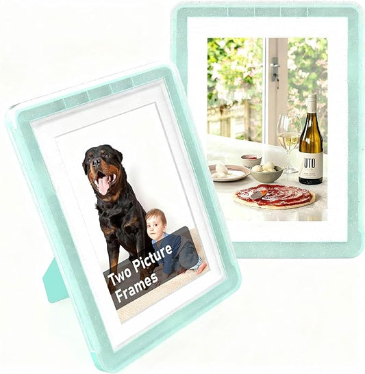5x7 Picture Frame, Clear Acrylic Photo Frame with White Mat for 4x6 Photos, One-Piece Shatterproof Tool-Free Design, UV-Resistant Waterproof Tabletop Frame for Home Office Decor with 10-Year Warranty