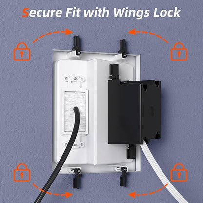 in Wall Cable Management Kit,TV Cable Hider Wall Kit with Brush Wall Plate and 9.8FT Cord,2 AC Outlets,Recessed Outlet Box for Wall Mount TV Home Theater Setups Cords Organizer