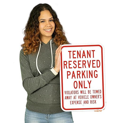 Brimar 12"x18" Tenant Reserved Parking Only Sign - Aluminum, Weatherproof, Highly Visible, Clear Designation for Reserved Parking Areas.