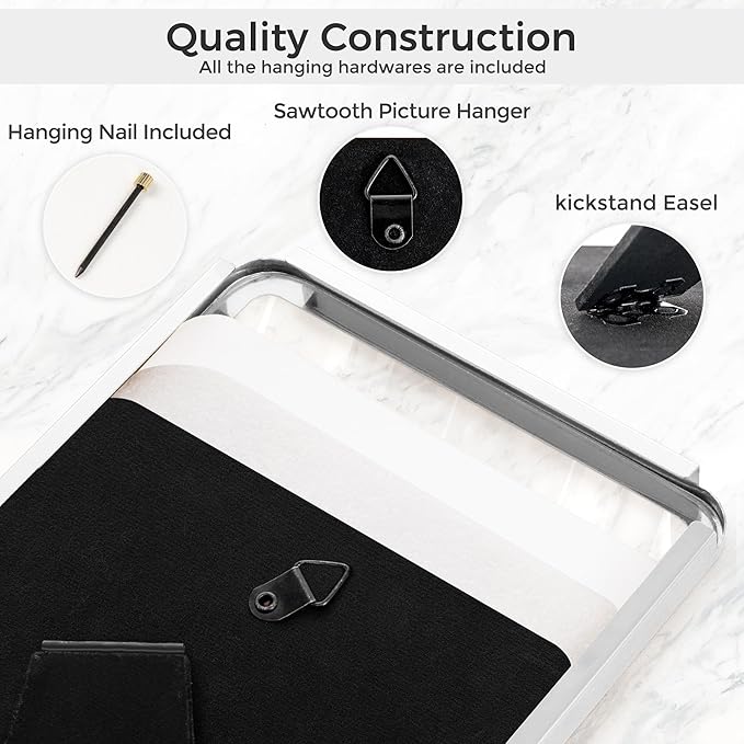 Axeman 11x14 Picture Frame-Metal Rounded Corner Frame 11x14, 11''x14''Photo Frame with Tempered Glass,Tabletop and Wall Display, One-Piece 11 By 14 Metal Picture Frame for images, Silver