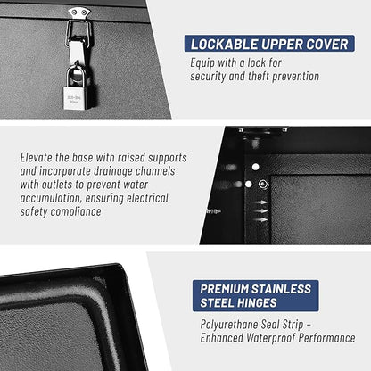 Steel Battery Box for Car, RV, Marine & Trolling Motor – Dual Battery Relocation Kit with Lock and Sealing Gaskets