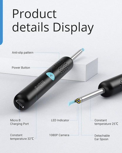 BEBIRD Ear Wax Removal Tool with HD Camera - R1 Upgraded Smart Visual Ear Cleaner with Otoscope, Ear Viewer with 6 LED Light & Multi Replacement Tips for Cleaning Earwax & Inspection Kits