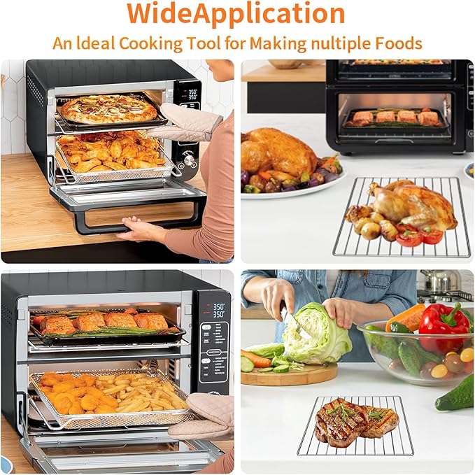 Wire Rack for Ninja DCT451 12 in 1 Smart Double Oven, 13''×12.4'' Stainless Steel Toaster Oven Replacement Parts Accessories Dehydrator Grill Rack for DCT601 DCT651 DCT401 DCT402BK Double Oven