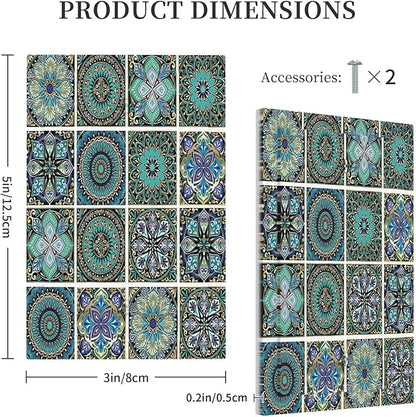 Light Switch Cover Plate Mandala Decorative Rustic Vintage Turquoise Pattern 1 Gang No Device Blank Electrical Wall Plates Faceplate Decorative Switch Plate for Bedroom Bathroom Decor