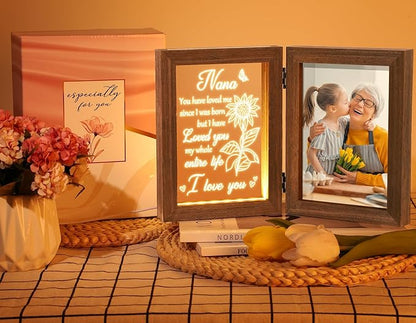 Nana Gifts Christmas Grandma Gifts from Grandkids Granddaughter Grandson, Night Light with Grandma Picture Frame for 5x7 Photo, Personalized Gift for Grandmother Gigi Granny Mimi Nana Birthday Gift