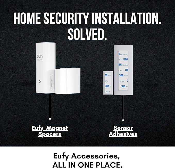 Contact Sensor Adhesive - Compatible with EUFY Sensor | Mounting Tape Replacement Pads | Works with Door, Window, Wall Alarm Sensors | Easy Mount, No Cutting, Peel and Stick (10 Pack Magnet Side)