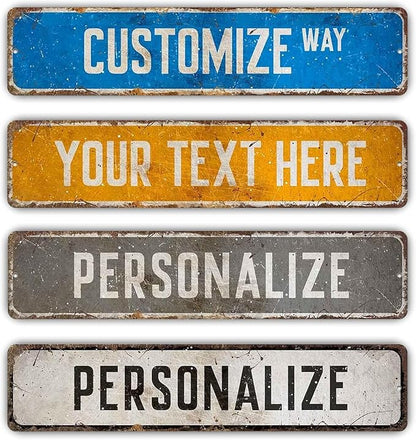 Custom Signs Outdoor Metal, Personalized Street Sign for Home Bar Wall Decor, 6x24 Inches, Indoor/Outdoor Use, Rust-Free Aluminum
