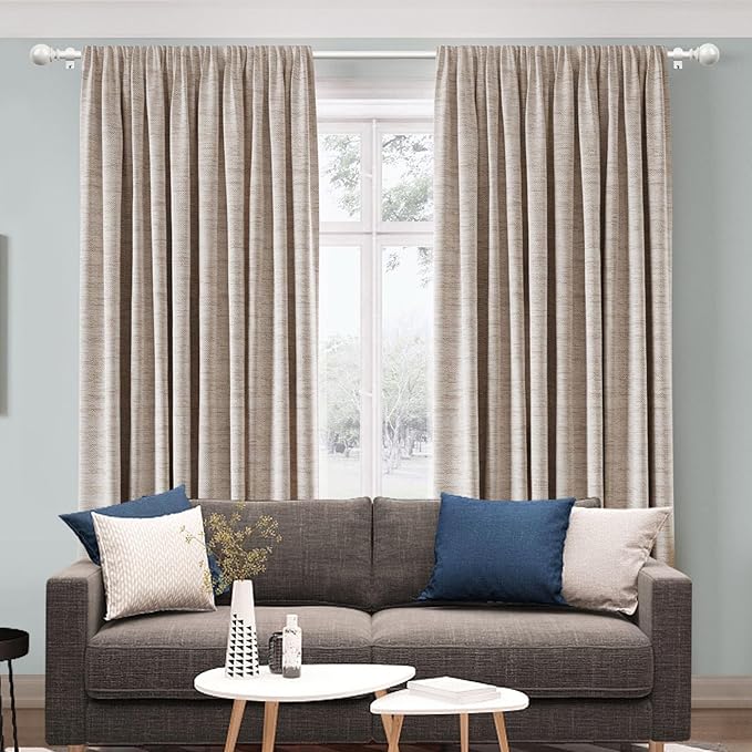 KAMANINA Curtain Rod 32 to 58 Inches (2.6-4.8ft), White Curtain Rods for Windows, 7/8 Inch Adjustable Modern Drapery Rod with Round Finials