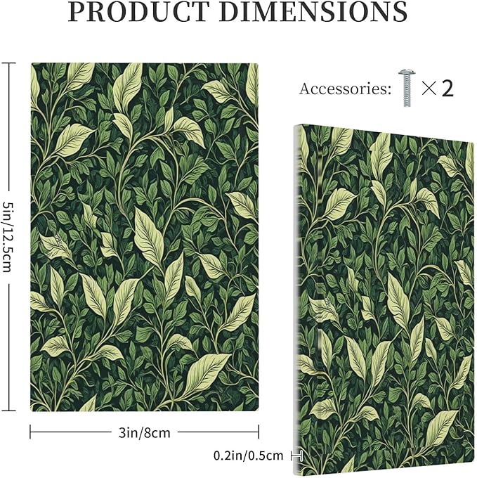 Vintage Green Plant Leaves 1-Gang No Device Blank Wallplate Electrical Light Switch Covers Decorative Receptacle Face Plate Cover for Bathroom 5 X 3 IN