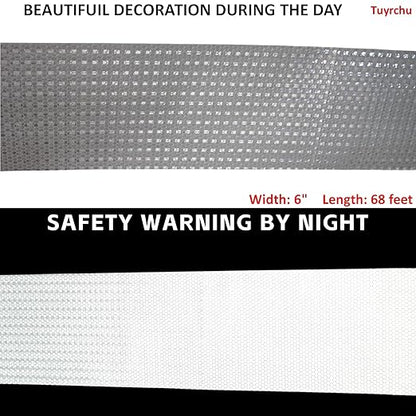 White Reflective Tape Outdoor Waterproof 6 inch Wide, High Visibility Warning Industrial Marking Tape,Safety Stickers (68 feet)