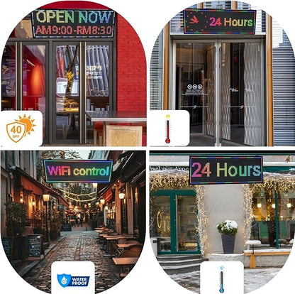 Scrolling Programmable Led Sign Outdoor Digital Word Led Pantalla Para Publicidad Usb Wifi Bright Advertising Enabled Control Display Small Message Board Lights 39"×14"