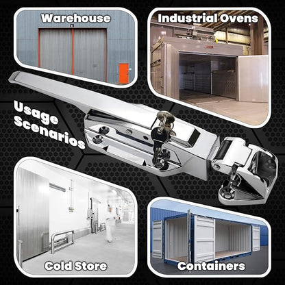 Walk in Cooler Door Handle, Walk in Cooler Door Closer Complete Latch Kit, Freezer Doors Handle, Coolers Radial Latch, Offset -1/8 in to 1/4 in(Flush) and 5.9" Solid Metal Interior Release Handle