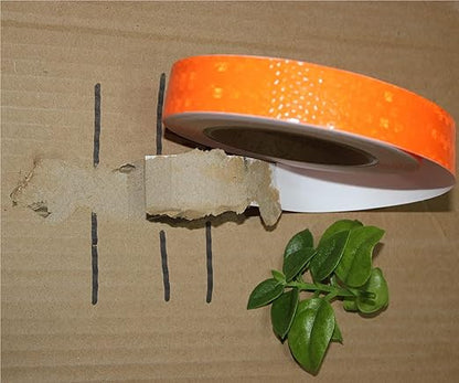 Orange Reflective Tape Outdoor Waterproof 1 inch Wide, High Visibility Industrial Marking Tape, Safety Adhesive Stickers (68 feet,10 Rolls)