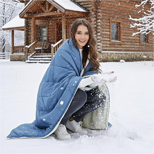 Heated Blanket Battery Operated,12V Heated Shawl Throw Blanket,Cordless heating pad with 15000 battery,Wearable Heated Blanket,Sherpa Lining,3 Heating Set for Car,Camping,Backpacking,Hiking,Travel