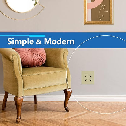 LIDER Matte Finish Double Decorator Switch Cover, Screwless Wall Plate, Mid-Size 2-Gang 4.88" x 4.92", Unbreakable Polycarbonate Thermoplastic, UL Listed, LSWP-32M-I10P, Ivory