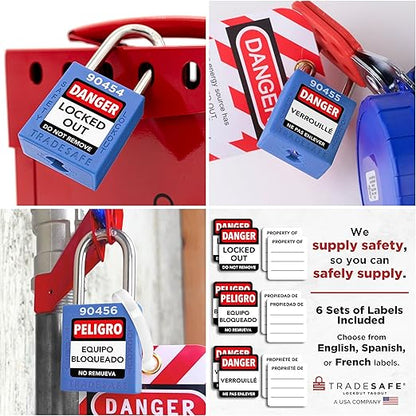 TRADESAFE Lockout Tagout Locks Set - 7 Blue Loto Locks, Lockout Locks Keyed Different, 2 Keys Per Lock, OSHA Compliant Lock Out Tag Out Padlocks, Safety Padlocks for Electrical Lockout Tag Out Kits