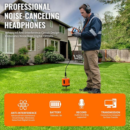 PQWT Underground Water Leak Detectors PQ125E All Scenario and Gas Wall Pipe Water Leakage Detection with Touchscreen Earphone and Carrying Case Multi Sensor Acoustic Pipeline Sound Intensifier