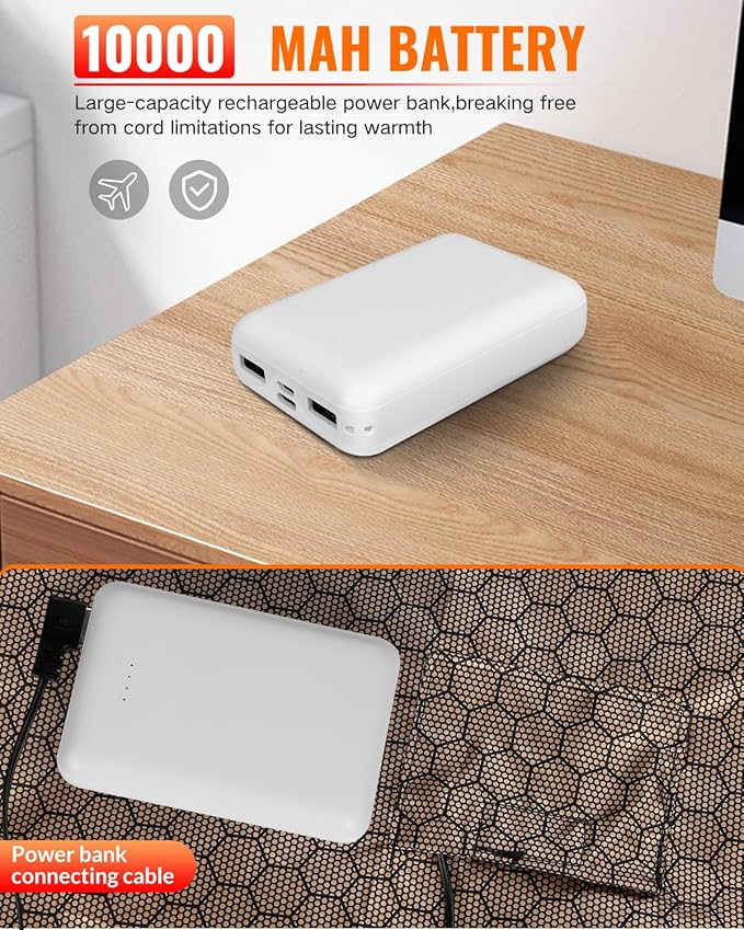 Heated Blanket Battery Operated, Cordless Portable Wearable Electric Blanket with 10000mAh Battery & 6-Zone Fast Heating Shawl Throw for Indoor Outdoor, Camping, Travel, Match, Machine Washable