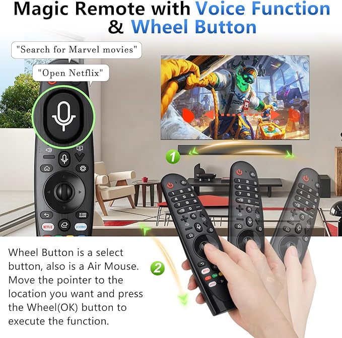 Voice Magic Remote for LG-TV-Remote Control Replacement, AKB75855501 AN-MR20GA MR19BA MR18BA MR650A with Battery, with Voice Recognition and Pointer Function
