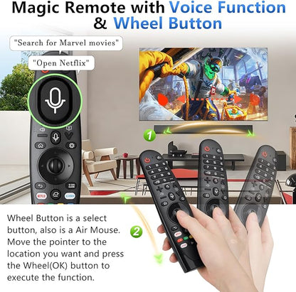 Voice Magic Remote for LG-TV-Remote Control Replacement, AKB75855501 AN-MR20GA MR19BA MR18BA MR650A with Battery, with Voice Recognition and Pointer Function